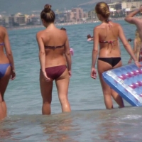 Three friends at the beach