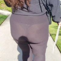 Latina in see through leggings