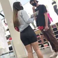Asian in biker shorts