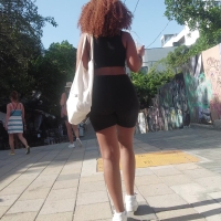 Ebony babe in bikers