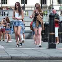 Bunch of candid babes in public in shorts 2297921@N20_32306735615_Trafalgar Square Tourists.jpg