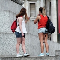 Bunch of candid babes in public in shorts 2297921@N20_32306734895_Trafalgar Square Tourists.jpg