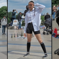 Bunch of candid babes in public in shorts 3096572@N22_47991218323_Dancing girl wearing black shapewear shorts.jpg
