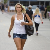 Bunch of candid babes in public in shorts 19953384@N00_8948876702_Cowgirl by the beach.jpg