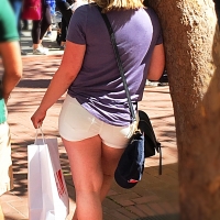 Bunch of candid babes in public in shorts 68843468@N04_34354356305_white shorts.jpg