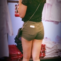Bunch of candid babes in public in shorts 68843468@N04_35729959880_green shorts.jpg