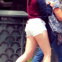 Bunch of candid babes in public in shorts 68843468@N04_42487718511_white shorts.jpg