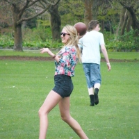 Bunch of candid babes in public in shorts 82256086@N00_48639288108_Girl Football.jpg