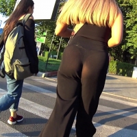 Blonde showing her ass and thong
