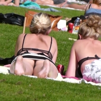 Blonde upskirt at the park (720p)