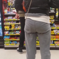 Tiny black babe in sweats with vpl