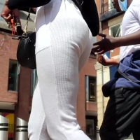 Ebony girl in white leggings