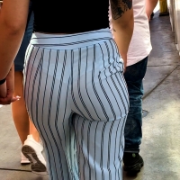 See through striped pants babe