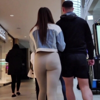 Brunette in tan leggings (1080p)