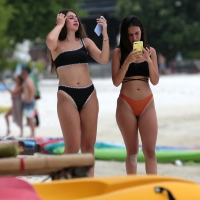 Sexy brunette friends