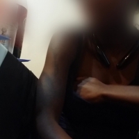 Sexy black cleavage up close
