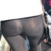 Latina in see through leggings