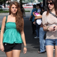 Cute friends in shorts