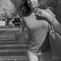 Beautiful girl in black and white