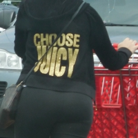 Juicy blonde booty in black leggings Juicy leggings booty