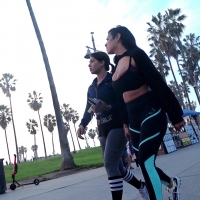 Huge boobed Latina in leggings