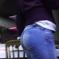 Big booty Latina lady in tight jeans with a round ass Big booty Latina in jeans