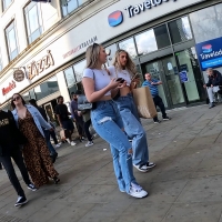 Blonde beauties in jeans