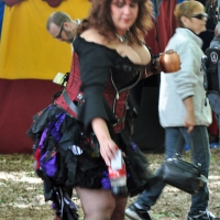 Costume babe showing massive cleavage from her big boobs Costume babe with big boobs