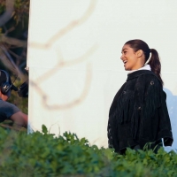 Vanessa Hudgens filming a sportswear ad in LA in tight green leggings 13.jpg
