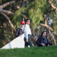 Vanessa Hudgens filming a sportswear ad in LA in tight green leggings 24.jpg