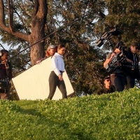 Vanessa Hudgens filming a sportswear ad in LA in tight green leggings 43.jpg