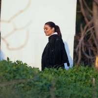 Vanessa Hudgens filming a sportswear ad in LA in tight green leggings 54.jpg