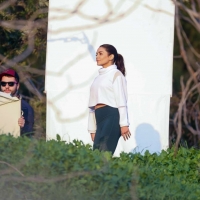 Vanessa Hudgens filming a sportswear ad in LA in tight green leggings 53.jpg