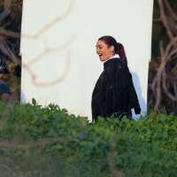 Vanessa Hudgens filming a sportswear ad in LA in tight green leggings 63.jpg
