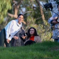 Vanessa Hudgens filming a sportswear ad in LA in tight green leggings 66.jpg