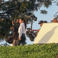 Vanessa Hudgens filming a sportswear ad in LA in tight green leggings 65.jpg