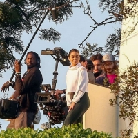 Vanessa Hudgens filming a sportswear ad in LA in tight green leggings 68.jpg