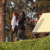 Vanessa Hudgens filming a sportswear ad in LA in tight green leggings 71.jpg