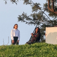 Vanessa Hudgens filming a sportswear ad in LA in tight green leggings 69.jpg