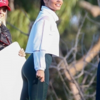 Vanessa Hudgens filming a sportswear ad in LA in tight green leggings 72.jpg