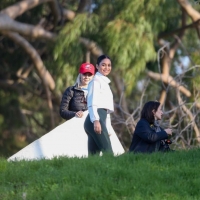 Vanessa Hudgens filming a sportswear ad in LA in tight green leggings 75.jpg