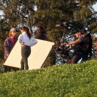 Vanessa Hudgens filming a sportswear ad in LA in tight green leggings 76.jpg