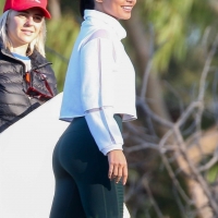 Vanessa Hudgens filming a sportswear ad in LA in tight green leggings 78.jpg