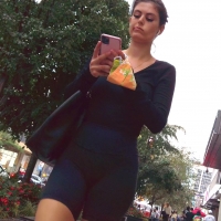 Clueless woman in spandex
