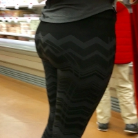 Target blonde milf shopping in patterned leggings with a nice booty Target milf in patterned leggings