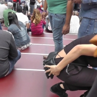 Tourist showing her g-string