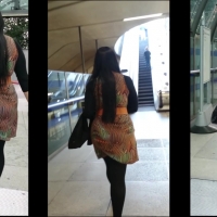 Latina lady in tight skirt