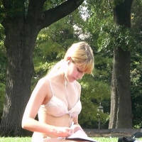 Bikini babe at the park