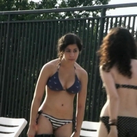 Hot ass pool brunette (AI enhanced)