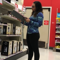 Brunette with glasses and nice ass shopping at Target in leggings Whooty shopping in leggings